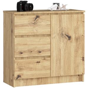 Akord JERRY 1D 3F Komód, 80 cm, Dió Artisan, CLP Rendszer, Laminált Lemez, Összeszerelés Szükséges