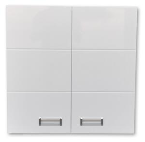 LEDA 60 cm széles polcos fürdőszobai fali szekrény, fényes fehér, 2 soft close ajtóval és polccal