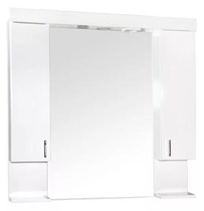KARINA 80 cm széles dupla fali fürdőszobai tükrös szekrény integrált LED világítással, MDF polcokkal