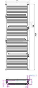 AREZZO DESIGN SMART ANTRACIT 550x1510 mm egyenes törölközőszárító radiátor, matt fekete