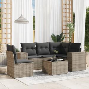 6 részes szürke polyrattan kerti ülőgarnitúra párnákkal