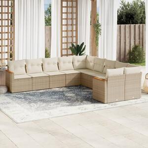 10 részes bézs polyrattan kerti ülőgarnitúra párnával