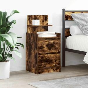 VidaXL 2 db füstös tölgy színű éjjeliszekrények 2 fiókkal 38x34x80 cm