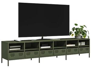 VidaXL olívazöld hidegen hengerelt acél TV-szekrény 202x39x43,5 cm