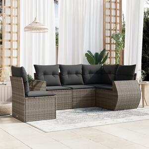 5 részes szürke polyrattan kerti ülőgarnitúra párnákkal