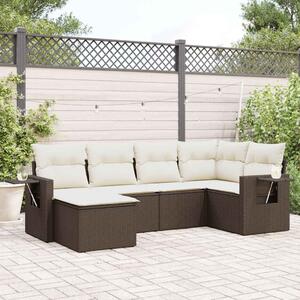 6 részes barna polyrattan kerti ülőgarnitúra párnával