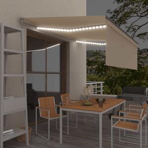 VidaXL krémszínű LED-es kézzel kihúzható napellenző redőnnyel 4,5x3 m
