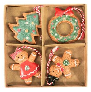 4 db-os karácsonyi dísz szett GINGERBREADS 6 cm
