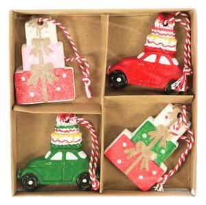 4 db-os karácsonyi dísz szett CHRISTMAS CAR 6 cm