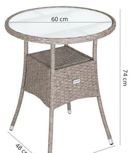 Casaria® Rattan asztal - krémszínű
