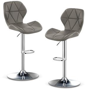 2 db bárszék készlet, Quasar & Co.®, állítható magasságú, 360°-os forgató rendszer, csúszásmentes láb, króm talp, fix fém lábtámasz, kagylós ülés, ökológiai bőr, szürke