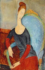 Modigliani, Amedeo - Festmény reprodukció Mme Hebuterne in a Blue Chair, (26.7 x 40 cm)