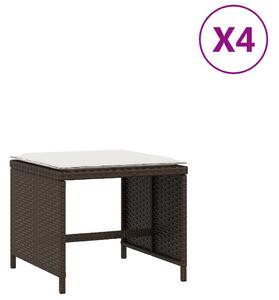 VidaXL 4 db barna polyrattan kerti szék párnával 41 x 41 x 36 cm