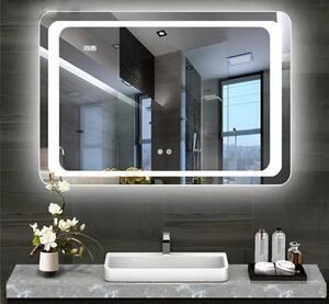 Viva AURA Led TOUCH fürdőszobai tükör - páramenetesítővel - órával - fekvő - 60 x 80 cm