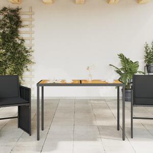 VidaXL fekete polyrattan akácfa lapos kerti asztal 115x54x74 cm