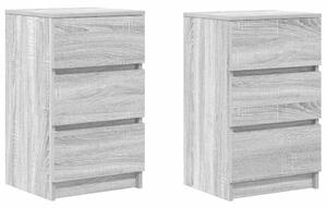 VidaXL 2 db szürke sonoma színű éjjeliszekrények 3 fiókkal 39x35x65 cm