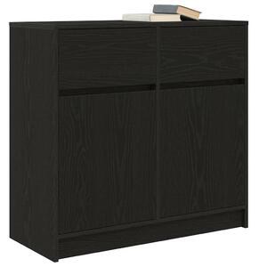 VidaXL fekete tölgy szerelt fa tálalószekrény fiókos 80x34x76 cm