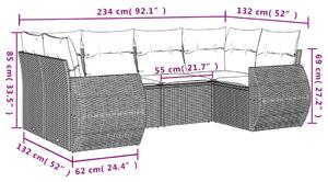 VidaXL 6 részes bézs polyrattan kerti ülőgarnitúra párnával