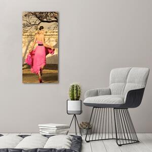 Üvegkép falra Nő, rózsaszín
