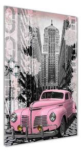 Üvegkép falra Rózsaszín autót