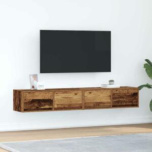VidaXL 2 db antik fa szerelt fa fali TV-szekrény 80x31x25,5 cm