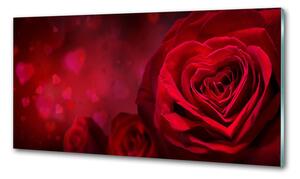 Konyhai panel Vörös rózsa szív