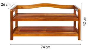 Casaria® Akácfa cipőtartó állvány - 2 szintes
