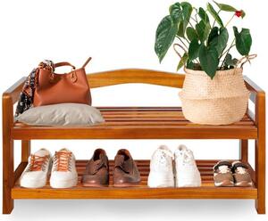 Casaria® Akácfa cipőtartó állvány - 2 szintes