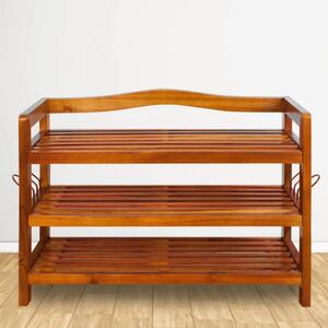 Casaria® Akácfa cipőtartó állvány - 3 szintes