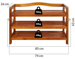 Casaria® Akácfa cipőtartó állvány - 3 szintes