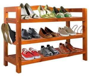 Casaria® Akácfa cipőtartó állvány - 3 szintes