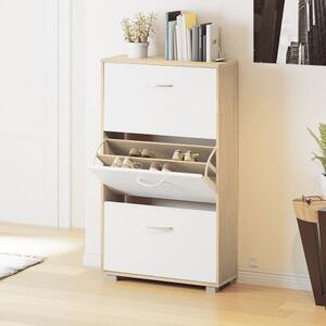 Casaria® Cipősszekrény 115x60x24 cm - tölgy/fehér