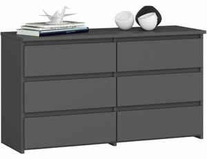 Akord Furniture Factory - Grafitszürke Komód 6-Fiókos, CL100 Modell, Laminált Lappal, Mat Kivitel, 100x57x35cm, ABS Élekkel, Önszerelő, Fiókzáras, Minimalista Stílus
