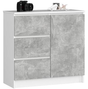 Akord Furniture Factory K80 Jerry 1D 3Z Fiókos Komód Fehér/Beton