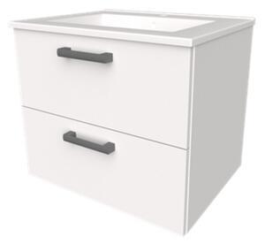 Mirano fiókos fürdőszobai mosdószekrény - 50 cm (magasfényű fehér)