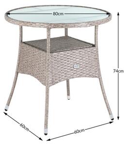 Deuba Rattan asztal Ø80 cm - krémszínű