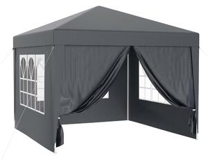 Toboli kerti pavilon 50+ UV védelem kivehető oldalak ablakos, 3 x 3m, Szürke (63420)