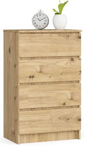 Akord Furniture Factory - 60 cm-es Artisan Tölgy Komód 4 Fiókkal, 99 cm Magas - Stílusos Nappali Bútor, Laminált Felület, Önösszeszereléshez