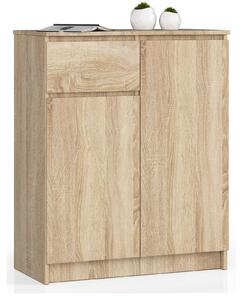 Akord Furniture Factory - CLP Laminált Komód, 80 cm, Dió Sonoma, 2 Ajtó, 1 Fiók, Álló, ABS Szegély, Szekrény 16 mm vastagságban, Matt Felület, Összeszerelés szükséges