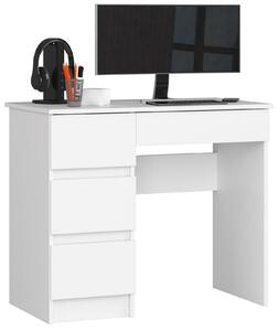 Akord Furniture Factory - CLP Fehér Laminált Íróasztal A-7 Bal Felálló 90x77x50 cm 4 Fiókos Mat Elülső Szabadonálló