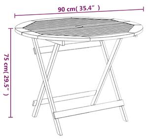 VidaXL tömör akácfa összecsukható kerti asztal Ø 90 x 75 cm