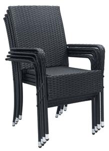 Juskys Yoro rattan székek 4 db - fekete