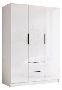 Gardróbszekrény Closico Calvron I, Laminált forgácslap, 216x150x60cm, Fekete, Fehér, Fényes fehér