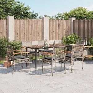 7 részes szürke polyrattan kerti étkezőgarnitúra párnával
