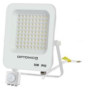 LED reflektor , 50 Watt , Ultra Slim , SMD , mozgásérzékelős , hideg fehér , fehér ház , IP65 , Optonica