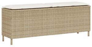 VidaXL bézs polyrattan kerti pad párnával 110x30x40,5 cm