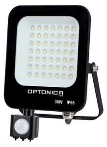 LED reflektor , 30 Watt , Ultra Slim , SMD , mozgásérzékelős , hideg fehér , fekete ház , IP65 , Optonica