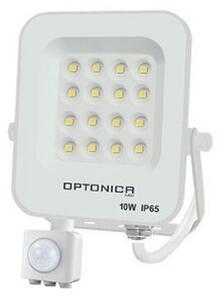 LED reflektor , 10 Watt , Ultra Slim , SMD , mozgásérzékelős , meleg fehér , fehér ház , IP65 , Optonica