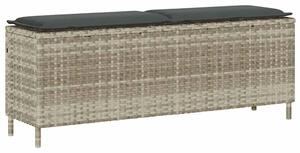 VidaXL világosszürke polyrattan kerti pad párnával 110x30x40,5 cm