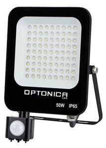 LED reflektor , 50 Watt , Ultra Slim , SMD , mozgásérzékelős , hideg fehér , fekete ház , IP65 , Optonica